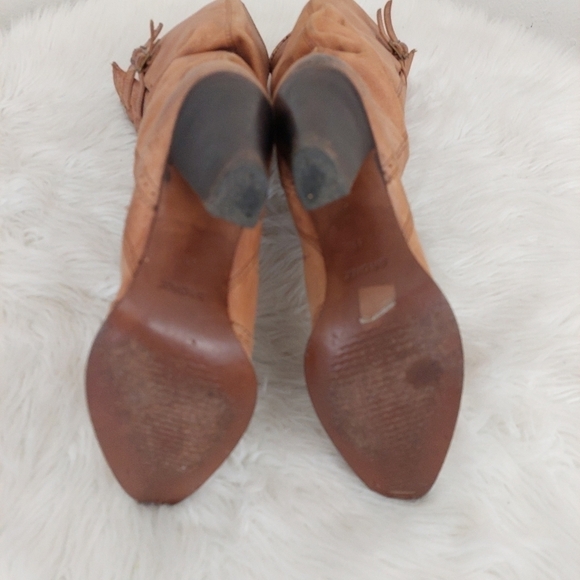 Bronx Tan Slouchy Distressed Pointed Wingtip Toe Leather Boots Buckle 41 9.5 US. - Picture 8 of 10